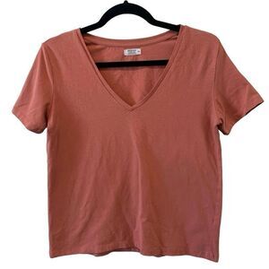 Ardene Basic Copper Red V-Neck T-Shirt Size Medium